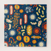 Puzzle Microorganismes Bleu foncé : Motif de biologie (Horizontal)