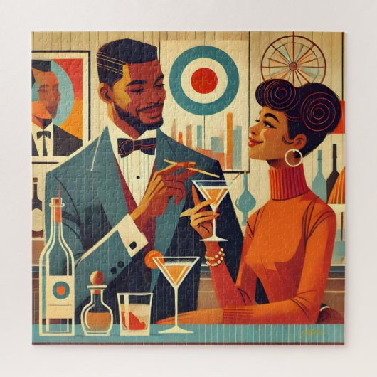 Puzzle Mid Century Cocktail Party Couples - Soirée Hosts (Vertical)