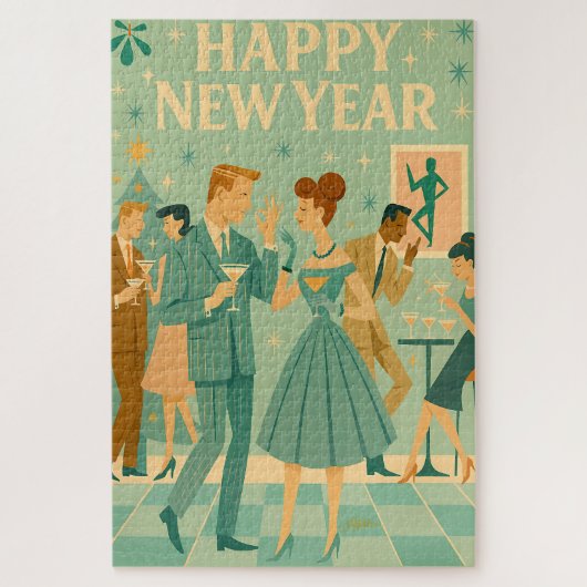 Puzzle Mid Century Happy New Year The Martini Dance (Vertical)