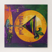 Puzzle Mid Century Mardi Gras Sunset Fleur De Lis Martini (Horizontal)