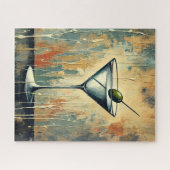 Puzzle Mid Century Mixed Media Martini Art (Horizontal)