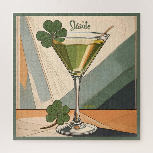 Puzzle Mid Century Modern Art Shamrock Martini Sláinte!  (Vertical)