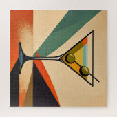 Puzzle Mid Century Modern Color Block Martini Art (Horizontal)