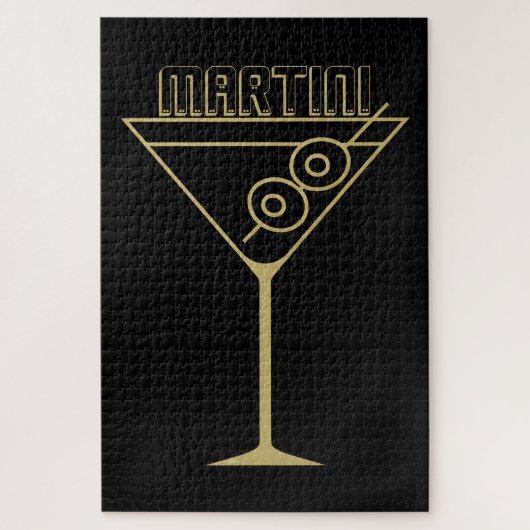 Puzzle Mid Century Modern Gold 2 Olive Martini (Vertical)