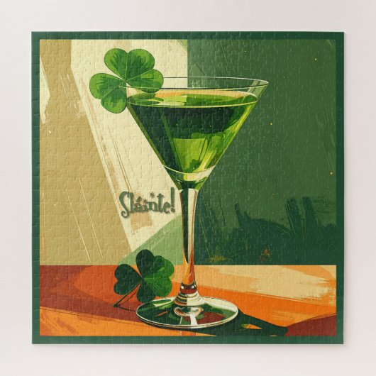 Puzzle Mid Century Modern Shamrock Martini Sláinte!  (Vertical)