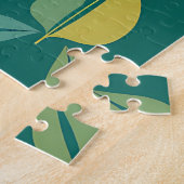 Puzzle Mid-Century Modern Teal Botanical Geometric Leaf (Côté)
