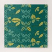 Puzzle Mid-Century Modern Teal Botanical Geometric Leaf (Horizontal)