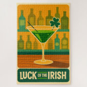 Puzzle Mid Century St. Patrick's Shamrock Martini Art (Vertical)