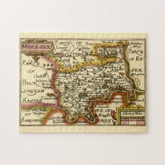 Puzzle Middlesex Middle Sex Comté Angleterre Old Atlas Ca (Horizontal)