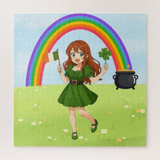 Puzzle Mignon anime roux Saint Patrick (Vertical)