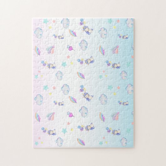 Puzzle mignon ballon Unicorn arc-en-ciel fête d'anniversa (Vertical)