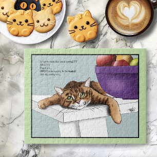 Puzzle Mignon Chat Tigre Orange Drôle en Attente