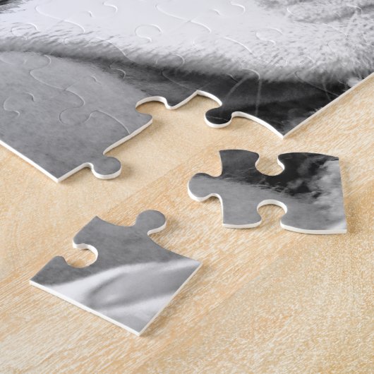 Puzzle mignon chien pitbulle à l'air triste noir blanc av (Côté)