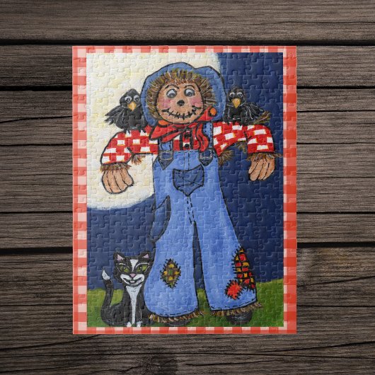 Puzzle Mignon épouvantail d'art folklorique avec chat et