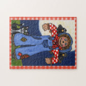 Puzzle Mignon épouvantail d'art folklorique avec chat et (Horizontal)