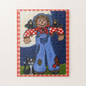 Puzzle Mignon épouvantail d'art folklorique avec chat et (Vertical)
