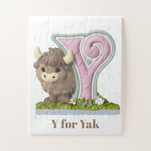 Puzzle Mignon et adorable Yak marron (Vertical)