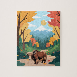 Puzzle Mignon et adorable Yak marron
