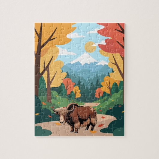 Puzzle Mignon et adorable Yak marron (Vertical)