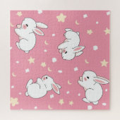 Puzzle Mignon Lapin Kawaii Doodle Rose (Horizontal)
