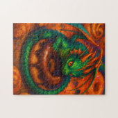 Puzzle Mignon Mini Dragon Vert & Donut Art Fantastique (Horizontal)