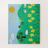 Puzzle mignon moutons hills bleu ciel et soleil amusants  (Vertical)