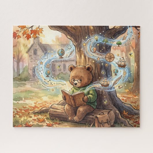 Puzzle Mignon ours de lecture d'étude d'été (Horizontal)