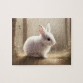 Puzzle Mignonette d'aquarelle bébé lapin, nom, (Horizontal)