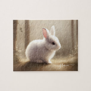 Puzzle Mignonette d'aquarelle bébé lapin, nom,