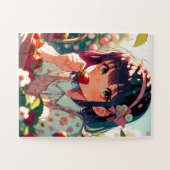 Puzzle Mignonne Anime Girl Mange des fraises | Jour d'été (Horizontal)