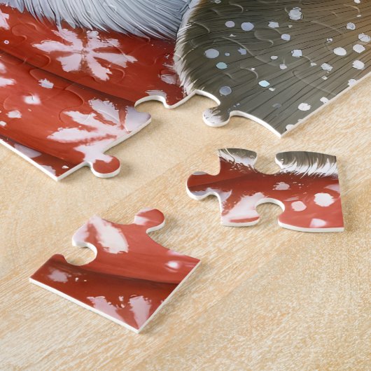 Puzzle Mignonne Beagle Chien Fête d'hiver Snowflakes Pupp (Côté)