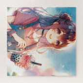 Puzzle Mignonne fille Anime tenant un Boba Tea (Horizontal)