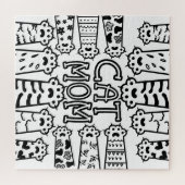Puzzle Mignonne maman chat noir et blanc avec pattes de c (Horizontal)
