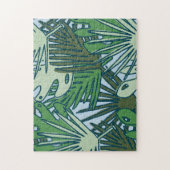 Puzzle Mignonne moderne vert Feuille Tropical Motif  (Vertical)