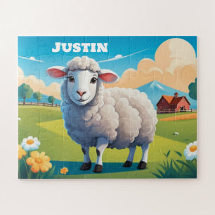 Puzzle Mignonne mouton à la ferme Personnalisé Enfants
