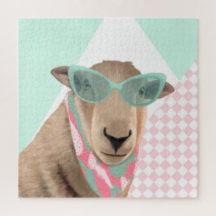 Puzzle Mignonne Mouton Avec Lunettes