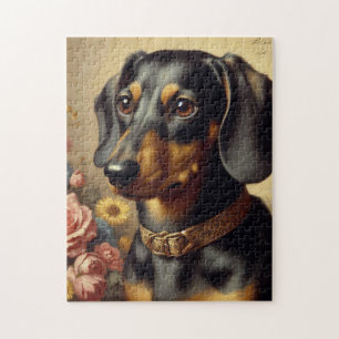 Puzzle Mignonne peinture Vintage Dachshund