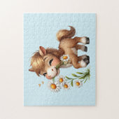 Puzzle Mignonne Pony Mange Manger Des Marguerites (Vertical)