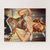 Puzzle Mignonne rousse fille avec chien (Horizontal)