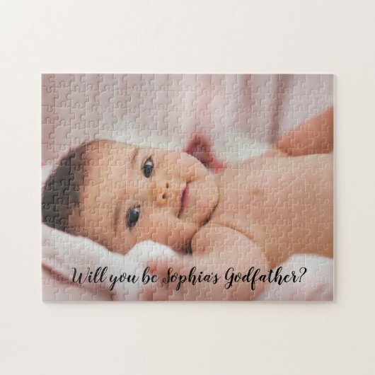 Puzzle Mignonne Seras-Tu Mon Parrain Script Photo (Horizontal)