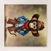 Puzzle Mignonne singe en costume de cowboy (Horizontal)