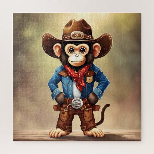 Puzzle Mignonne singe en costume de cowboy (Vertical)