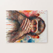 Puzzle Mignonne singe ne parle pas d'art mal (Horizontal)
