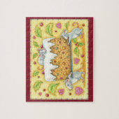 Puzzle Mignonne souris de Noël portant un dessert de gâte (Vertical)