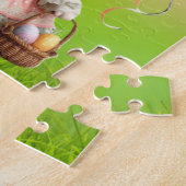 Puzzle Mignonne, Whimsical Joyeuse Pâques avec 2 lapins (Côté)