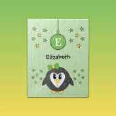 Puzzle Mignonnes étoiles de manchot et nom enfants verts