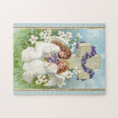 Puzzle Mignons Anges Avec Croix Et Fleurs (Horizontal)