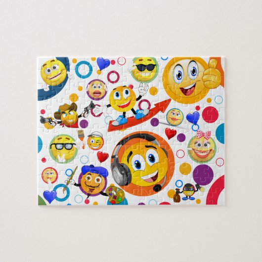 Puzzle Mignons Emojis amusants et cercles colorés (Horizontal)