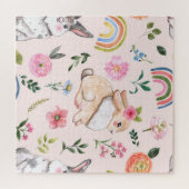 Puzzle Mignons lapins de Pâques modèle floral (Horizontal)