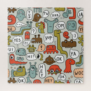 Puzzle Mignons monstres de dessin : Arrière - plan sans c